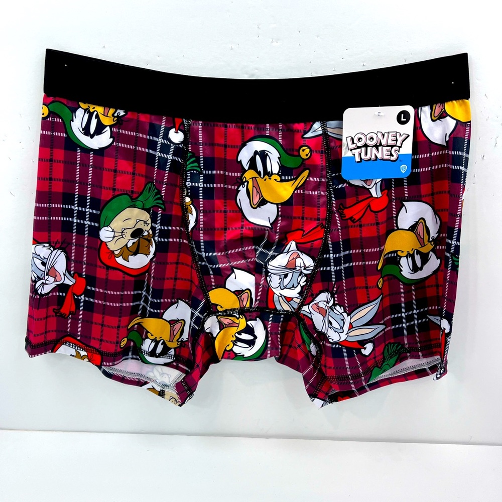 WARNER BROTHERS LOONY TUNES CHARACTER HOLIDAY BOXER BRIEFS, LARGE SIZE